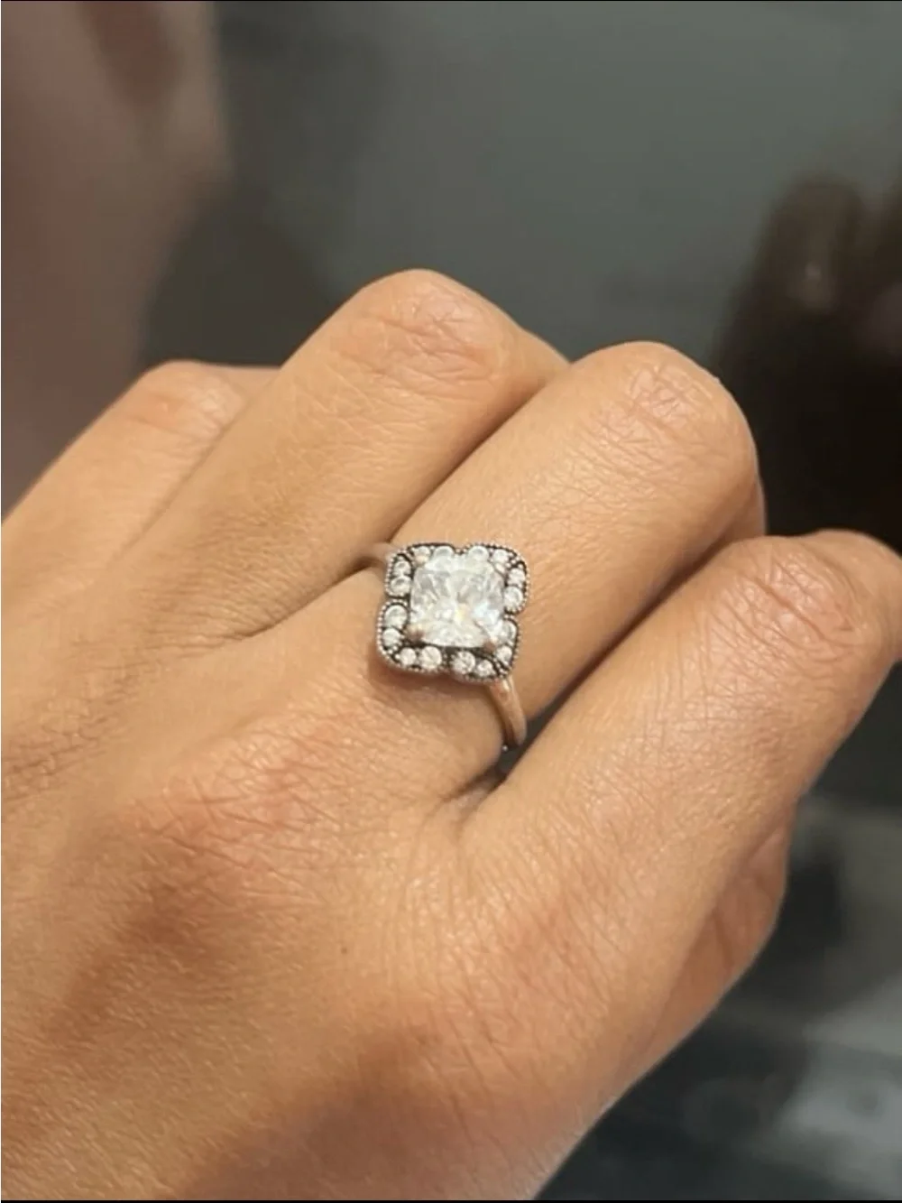 Pandora Crystallized Floral Fancy Ring 190966CZ, Size 7 verified at store